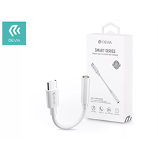 Devia Smart Series, USB-C (Type-C) dugó - 3,5mm jack aljzat audio adapter kábel, fehér