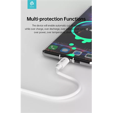 DEVIA USB TYPE-C - USB TYPE-C ADAT- ÉS TÖLTŐKÁBEL 1,5 M-ES VEZETÉKKEL - SMART SERIES 100W C TO C PD CABLE - 100W - FEHÉR