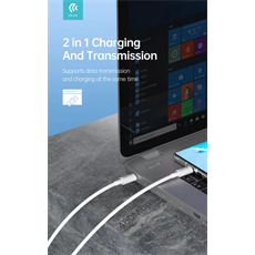 DEVIA USB TYPE-C - USB TYPE-C ADAT- ÉS TÖLTŐKÁBEL 1,5 M-ES VEZETÉKKEL - SMART SERIES 100W C TO C PD CABLE - 100W - FEHÉR