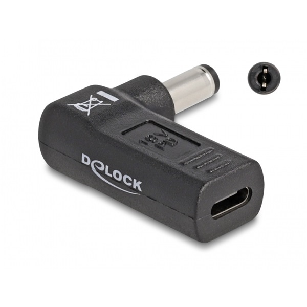 Delock Laptop töltőkábel adapter USB Type-C anya - 5,5 x 2,1 mm apa 90° fokban hajlított