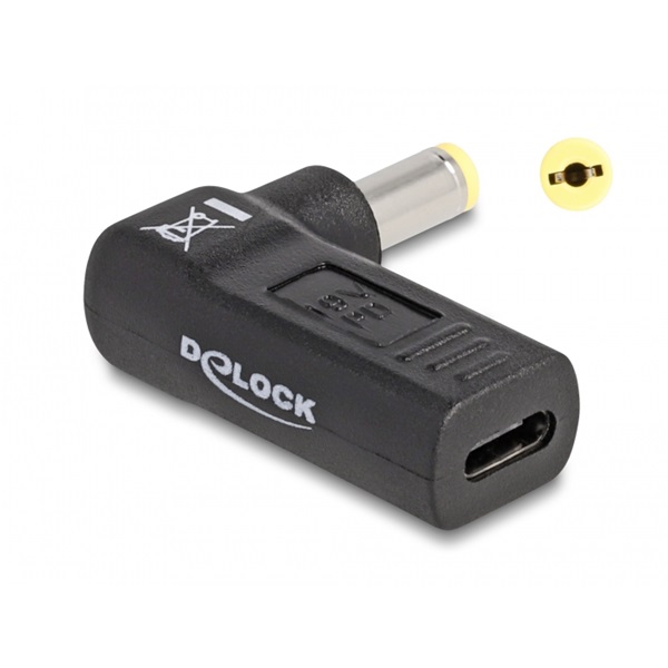 Delock Laptop töltőkábel adapter USB Type-C anya - Acer 5,5 x 1,7 mm apa 90° fokban hajlított