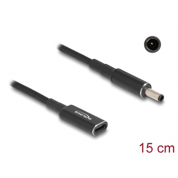 Delock Laptop töltőkábel adapterkábel USB Type-C anya - Dell 4,5 x 3,0 mm apa ott 15 cm