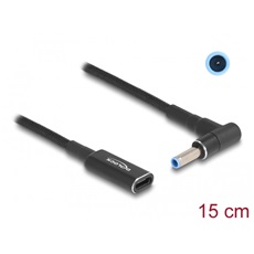Delock Laptop töltőkábel adapterkábel USB Type-C anya - HP 4,5 x 3,0 mm apa 90° fokban hajlított 15 cm