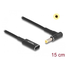 Delock Laptop töltőkábel adapterkábel USB Type-C anya - HP 4,8 x 1,7 mm apa 90° fokban hajlított 15 cm