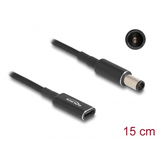 Delock Laptop töltőkábel adapterkábel USB Type-C anya - HP 7,4 x 5,0 mm apa ott 15 cm