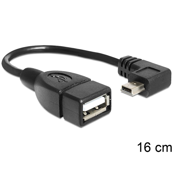 DELOCK kábel USB mini male 90 fokos > USB 2.0-A female OTG 16cm