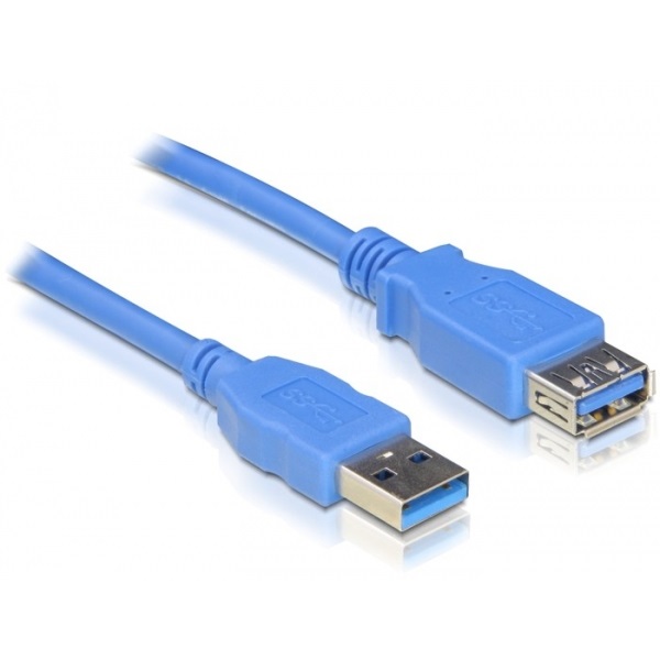 Delock USB 3.0-s bővítőkábel A-típusú csatlakozódugóval > USB 3.0-s, A-típusú csatlakozóhüvellyel, 5 m, kék