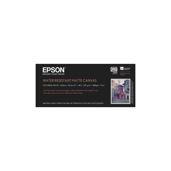 EPSON WaterResistant Matte Canvas Roll, 17" x 12,2 m, 375g/m2