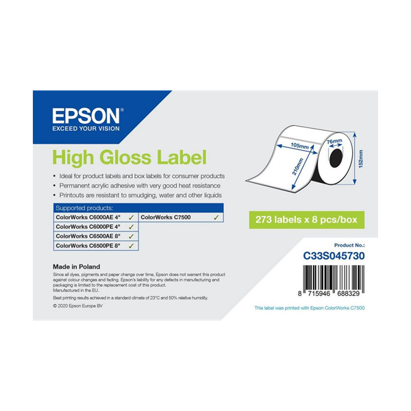 EPSON High Gloss Label  105 x 210mm, 273 lab