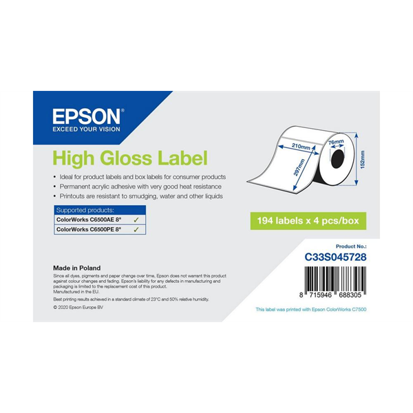 EPSON High Gloss Label 210 x 297mm, 194 lab