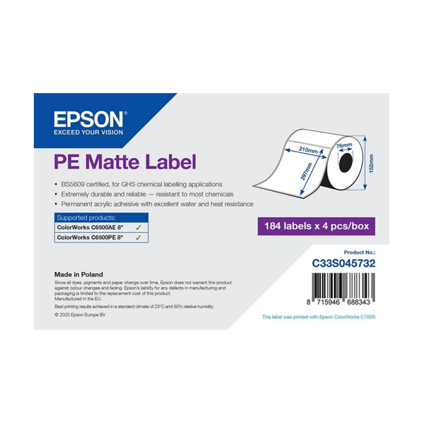 EPSON PE Matte Label 210 x 297mm, 184 lab