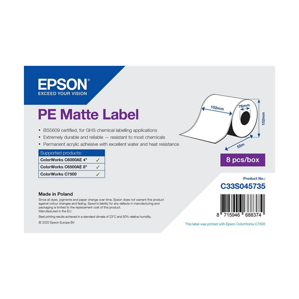 EPSON PE Matte Label Cont.R, 102mm x 55m