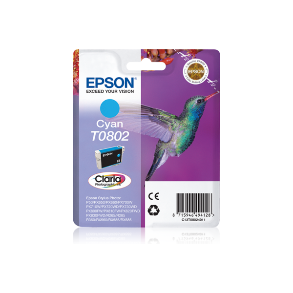 EPSON Tintapatron Singlepack Cyan T0802 Claria Photographic Ink