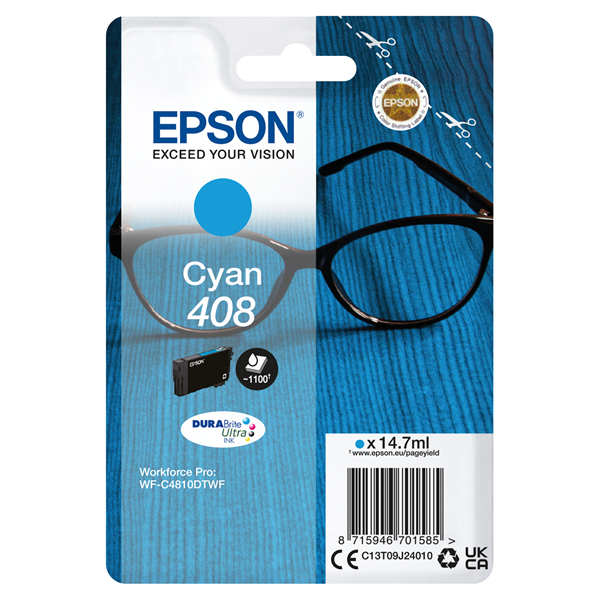 EPSON Tintapatron DURABrite Ultra tinta / Spectacles – 408/408L (Standard, Cyan)