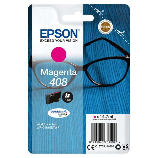 EPSON Tintapatron DURABrite Ultra tinta / Spectacles – 408/408L (Standard, Magenta)