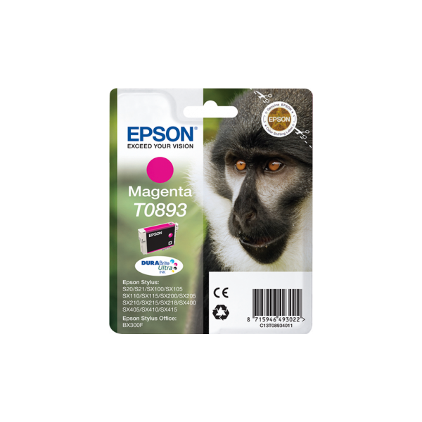 EPSON Tintapatron Singlepack Magenta T0893 DURABrite Ultra Ink