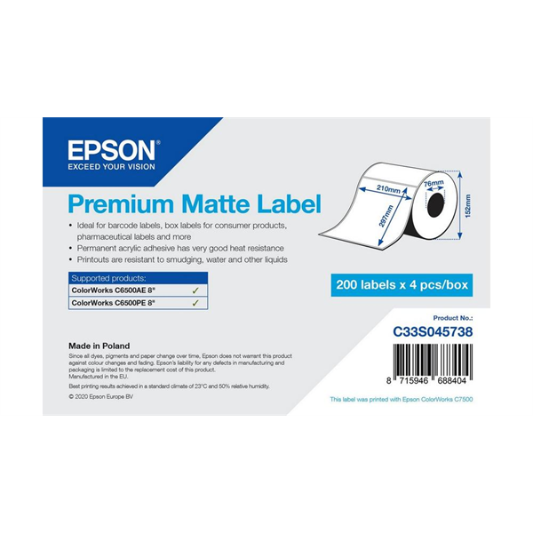 EPSON Premium Matte Label 210 x 297mm, 200 lab