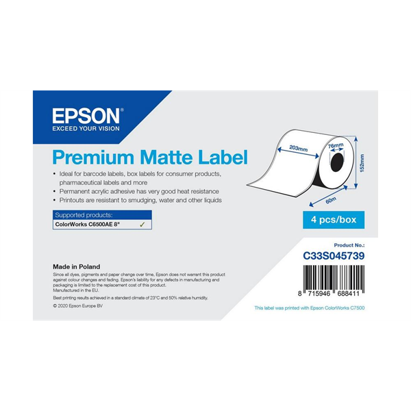 EPSON Premium Matte Label Cont.R, 203mm x 60m