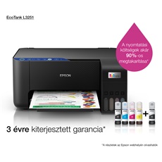 EPSON Tintasugaras nyomtató - EcoTank L3251 (A4, MFP, színes, 5760x1440 DPI, 33 lap/perc, USB/Wifi/Wifi direct)