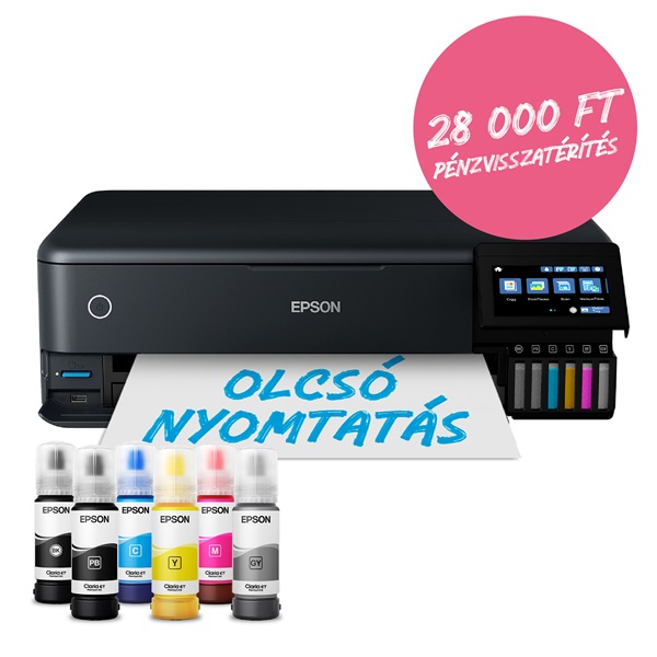 EPSON Tintasugaras nyomtató - EcoTank L8180 (A3, MFP, 5760x1440 DPI, 16 lap/perc,duplex, USB/LAN/Wifi/Wifi Direct)