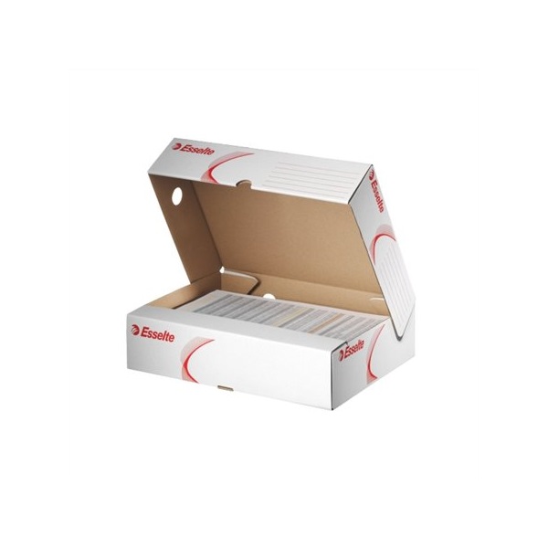 ESSELTE Archiváló doboz, A4, 80 mm, karton, felfelé nyíló,"Standard", fehér