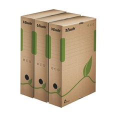 ESSELTE Archiváló doboz, A4, 80 mm, újrahasznosított karton,"Eco", barna