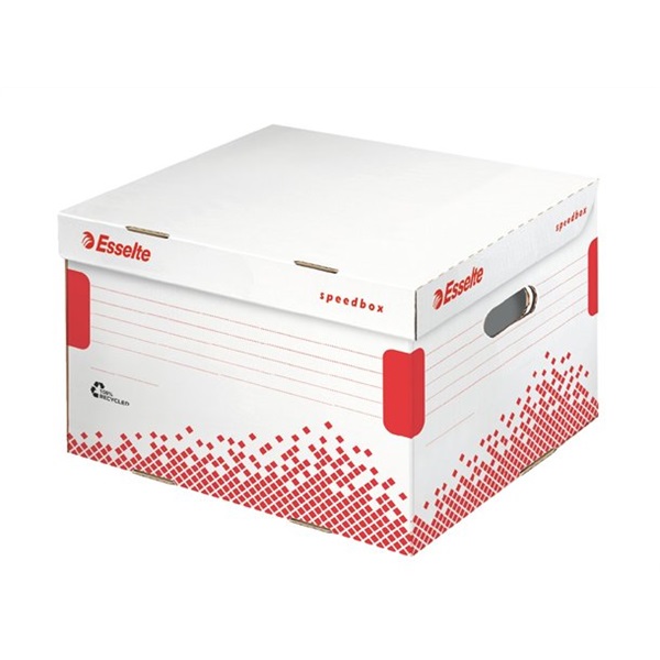 ESSELTE Archiváló konténer, L méret, újrahasznosított karton,"Speedbox", fehér