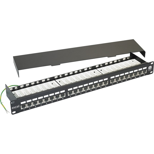 EXCEL Patch Panel Cat.6 FTP 24 portos 1U, fekete - CHS Hungary Kft.
