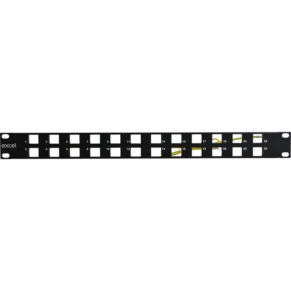 EXCEL Patch Panel Döntött moduláris 24 portos 1U, fekete - CHS Hungary Kft.