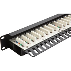 EXCEL Patch Panel Cat.5e UTP 24 portos, 1U, fekete tehermentesítővel