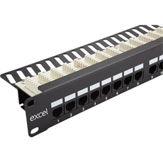 EXCEL Patch Panel Cat.6 UTP 24 portos 1U, fekete - felül szerelhető