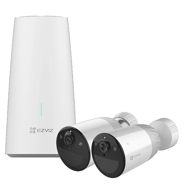EZVIZ BC1-B2 kültéri 2 kamerás biztonsági rendszer, bázisállomás+2 kamera), WiFi, 1080p, 12900mAH akku, PIR, IP66, H.265