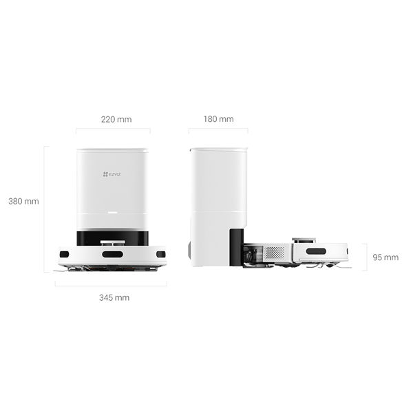 EZVIZ RE4 Plus Smart robotporszívó dokkolóval felmosó funkcióval, 45W 4000Pa, üzemidő 240 perc háziállat szőreltávolítás