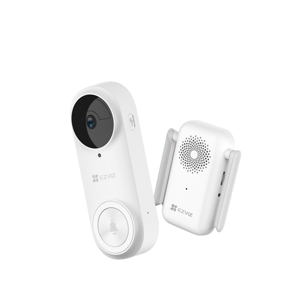 EZVIZ DB2, videós ajtócsengő készlet, 2K, 3MP, 176° kamerával,  WiFi, 5200mAh akku, PIR, IR, H.265, riasztó funkció