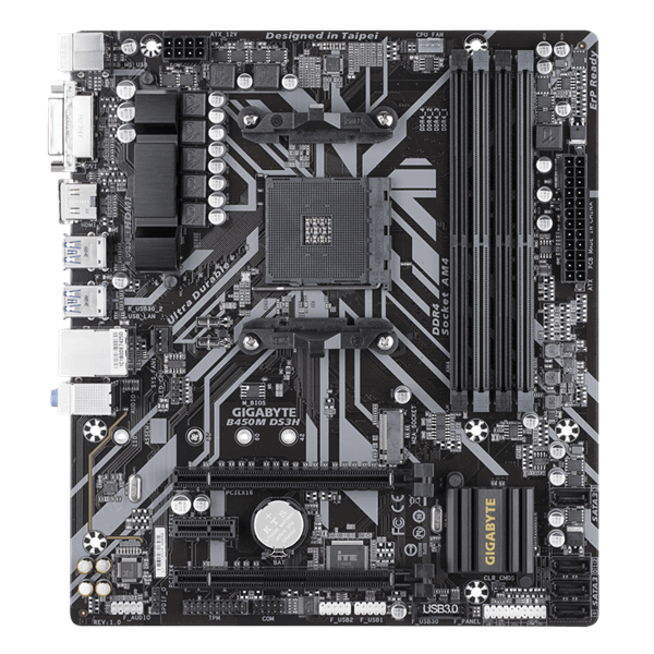 GIGABYTE Alaplap AM4 B450M DS3H AMD B450, mATX