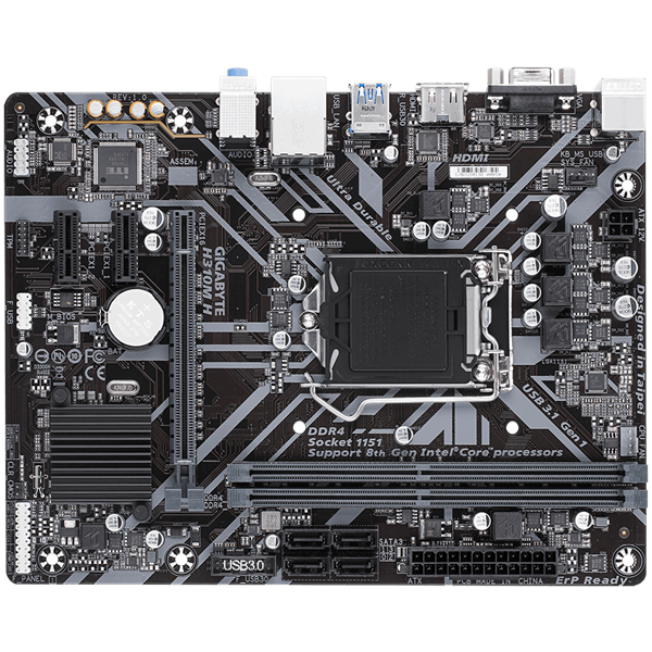 GIGABYTE Alaplap S1151 H310M H INTEL H310, mATX