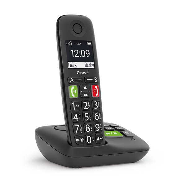 GIGASET ECO DECT Telefon E290A fekete, üzenetrögzítő