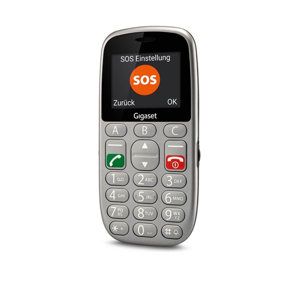 GIGASET GL390 mobiltelefon, idősek számára, Dual SIM, titán-ezüst