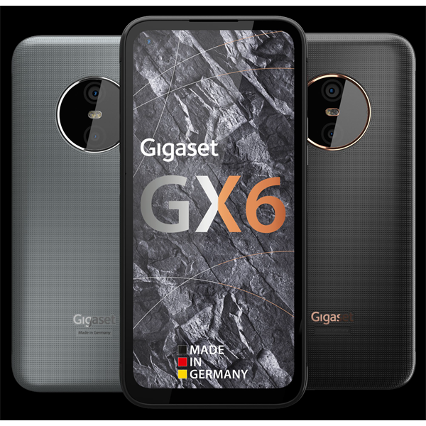 GIGASET GX6 okostelefon, 6,6”, 5G, Bt5.2, NFC, 6/128GB, IP68 víz- és porálló, Dual SIM, Android 12, kivehető akku,fekete