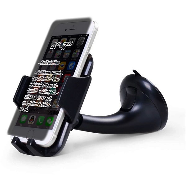 HADRON Autós mobiltelefon tartó, 4"-5,5"-os készülékekhez, szélvédőre