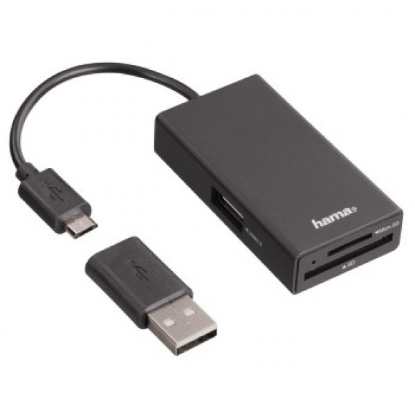 HAMA KÁRTYAOLVASÓ,USB HUB,OTG ADAPTER KOMBÓ