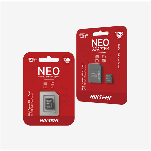 HIKSEMI Memóriakártya MicroSDXC 128GB Neo CL10 92R/40W UHS-I V30 + Adapter (HIKVISION)
