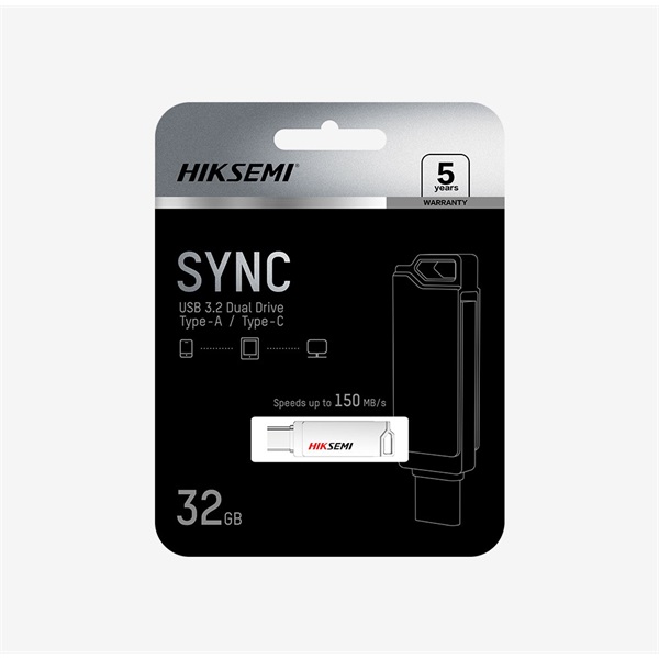 HIKSEMI Pendrive 32GB E327C U3 "Snyc" USB 3.2/Type-C, Szürke (HIKVISION)