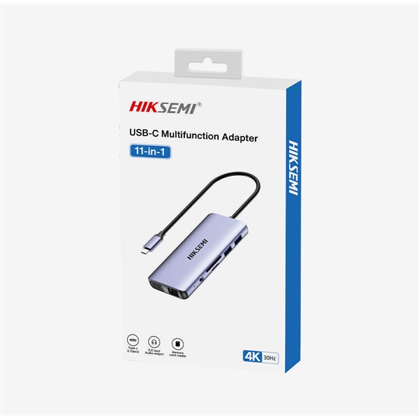 HIKSEMI USB-C HUB 1x4K HDMI +1xVGA +1xLAN + 1xSD + 1xTF + 2xUSB 2.0 + 2xUSB 3.0 + PD charge (HIKVISION)
