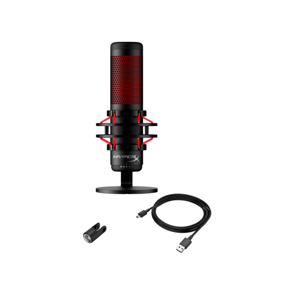 HP HYPERX Vezetékes Mikrofon QuadCast - Black Red LED
