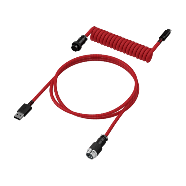 HP HyperX USB-C spirálkábel - vörös/fekete