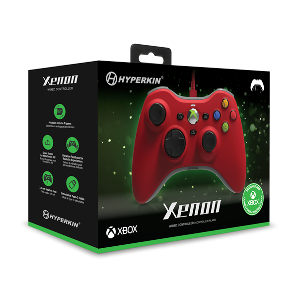 HYPERKIN Xenon Xbox Series|One/Windows 11|10 Xbox liszenszelt Vezetékes kontroller, Piros