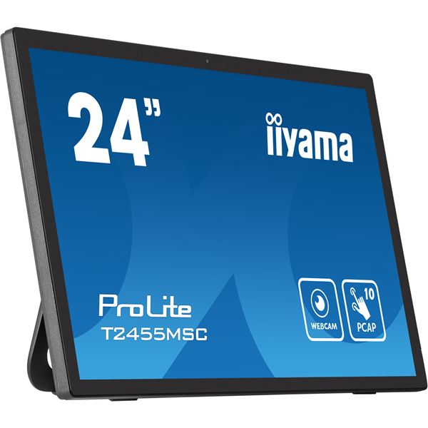 IIYAMA touch IPS monitor 23.8" T2455MSC-B1, 1920x1080, 16:9, 350cd/m2, 5ms, HDMI/DP/2xUSB, hangszóró, webkamera