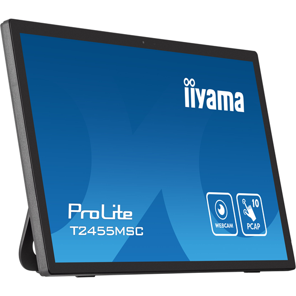 IIYAMA touch IPS monitor 23.8" T2455MSC-B1, 1920x1080, 16:9, 350cd/m2, 5ms, HDMI/DP/2xUSB, hangszóró, webkamera