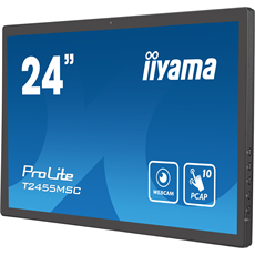 IIYAMA touch IPS monitor 23.8" T2455MSC-B1, 1920x1080, 16:9, 350cd/m2, 5ms, HDMI/DP/2xUSB, hangszóró, webkamera